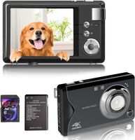 Fine Life Pro kompakte Digitalkamera, 4K HD 1080P 48MP Fotokamera mit 32 GB SD-Karte, 16-fachem Digitalzoom, elektronischer Bildstabilisator, Schwarz