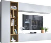 MIRJAN24 Wohnwand Kodita, Praktisch Wohnzimmer-Set, TV-Schrank, Wandschrank, Standregal (Farbe: Weiß / Artisan Eiche)