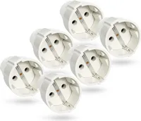ABSINA 6x Schutzkontakt Kupplung mit Zugentlastung - PVC Schutzkontaktkupplung 2-polig, 250V, 16A & IP20 - Schuko Kupplung