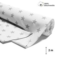 Baumwollstoff Sterne Meterware Stoff 100% Baumwolle weiß grau 1,6 m x 1 oder 2 m 