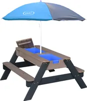 AXI Nick Kinder Sand & Wasser Picknicktisch aus Holz | Wasserspieltisch & Sandtisch mit Deckel und Behältern | Kindertisch / Matschtisch in Grau mit