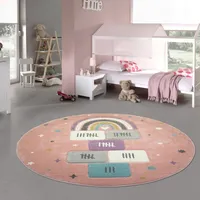 Spielteppich mit Sternen Hüpfspiel  in rosa grün creme Größe - 120 cm Rund