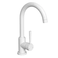 Küchenarmatur CORNWALL, Wasserhahn Küche mit Energiesparfunktion, Mischbatterie Küche, Spültischarmatur Weiß matt