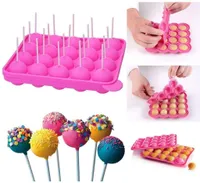 Silikon Cake Pop Backform Cake Pop Formen, 20 runde Formen Silikon Lollipop Form Tablett Cake Silikonform für Cupcakes, Süßigkeiten, Gelee und Schokolade, antihaftbeschichtet, Rosa