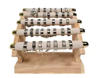 Schmuckständer Ringhalter mit 5 Ringrollen Ringständer Holz