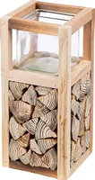 GILDE Windlicht, "Catasta", Holz, naturfarben, VE 3, L. 14 cm, B. 14 cm, H. 30 cm