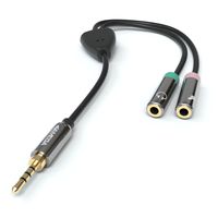 0,2m Audio Splitter Y-Kabel Klinke AUX Adapter Stereo Kopfhörer Mikrofon Headset