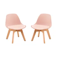 H.J WeDoo 2er Set Kinderstuhl mit Holzbeinen Sitzhöhe 33 cm, Kindermöbel Kindersitzmöbel Rosa