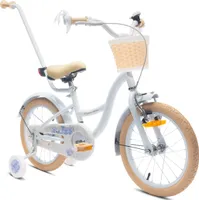 Kolo pro dívku 16 palců 4-6 let kolo s tréninkovými koly tlačné zařízení zvonek košík Flower Bike baby blue