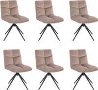 HOME DELUXE - Esszimmerstuhl NODA - 6er Set, Farbe: Samt Hellbraun - 360 Grad drehbar, weiche Polsterung, bis 120 kg belastbar I Küchenstuhl Speisestühle Esszimmerstühle
