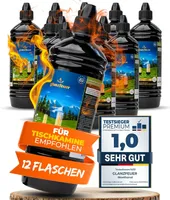 GLANZFEUER® Bioethanol in praktischen 12x1 Liter Flaschen -  hergestellt in der EU, umweltfreundliches Tischfeuer für Indoor - Outdoor