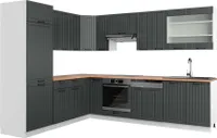 Vicco Eckküche Fame-Line, 227 x 287 cm, AP Eiche, Anthrazit Landhaus/Weiß
