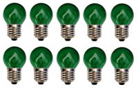 10x Glühbirne Glühlampe Kugel E27 25W 25 Watt Farbe Grün klar