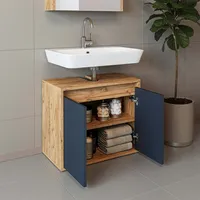Roomart Badezimmer Unterschrank HBT:55x65x35 cm - Weiß - Eiche - Weiß-Eiche - Anthrazit Eiche