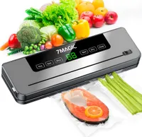 7MAGIC Vakuumiergerät, Folienschweißgeräte für Sous-Vide Kochen, Versiegelungs-Countdown und Sichtfenster, 6 Wählbare Modi, Eingebauter Cutter und Rollenbeutelaufbewahrung, Vakuumbeutel enthalten