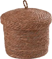 Aufbewahrungskorb - H 28 cm - Braun - Bastfaser - mit Deckel