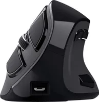 Trust Voxx Vertikale Kabellose Maus, Wiederaufladbare Ergonomische Funkmaus, Bluetooth und 2.4 GHz Verbindung, 9 Tasten, 1200-2400 DPI, PC/Mac/Computer/Laptop/MacBook/Chromebook - Schwarz