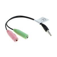OTB Audiokabel - 2 x 3,5mm Klinken-Buchse --> 3,5mm Klinken-Stecker Stereo (PC-Headset > iPhone)