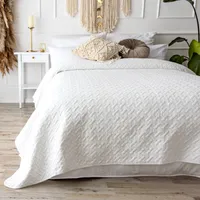 CalmyHOME Tagesdecke Bett Bettüberwurf Überwurf Weiss 240x260cm Sofaüberwurf Steppdecke Sofa Decke Überwurfdecke Tages Decken Betthusse Überdecke gesteppte Tagesdecken Quilt