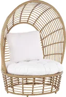 BELIANI Korbsessel Beige aus Rattan / Metall mit Kissen Indoor / Outdoor Garten Lounge Terrasse Patio Balkon Wohnzimmer Schlafzimmer Modernes Design