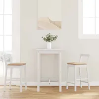 vidaXL Barhocker mit Kissen 2 Stk. Weiß Massivholz Gummibaum