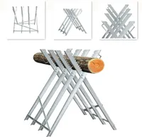 VINGO sawhorse metal galvanised 150kg load capacity 80x81x80cm wood cutting sawhorse wood sawhorse saw frame saw chain sawhorse for various log thicknesses