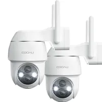 COOAU 2K venkovní monitorovací kamera baterie s PTZ, WLAN kamera venkovní s PIR, 2PCS