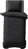 2 teilige Uni Bettwäsche 135x200 cm Mikrofaser Schwarz Bettbezug Garnitur Set