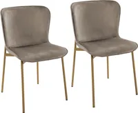 SVITA MARY 2er Set Esszimmerstuhl Polsterstuhl ohne Armlehnen Küchenstuhl Wohnzimmerstuhl Taupe/Gold