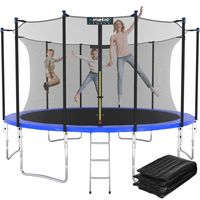 KINETIC SPORTS Trampolin Outdoor 'Salto Plus' Ø 366 cm – TÜV Rheinland geprüft, Komplett-Set für Kinder – bis 160 kg, Blau