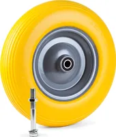 Grafner Schubkarrenrad pannensicher Vollgummi, 4.80/4.00-8 Ø 390mm, Stahlfelge, 180 kg Traglast, inkl. Achse, Schubkarren Ersatzrad PolyurethanReifen