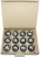 JACK 12x Glas Eislack Christbaumkugeln 6cm Thüringer Weihnachtskugeln Kugeln, Farbe:Anthrazit Eislack