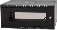 Rack Cabinet 19" 4U, 450mm, Glass Door, Black
