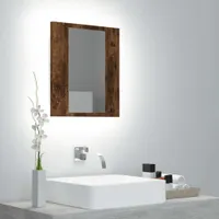 Szafka z lustrem LED dąb wędzony 40x12x45 cm materiał drewnopochodny