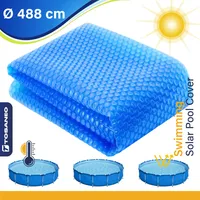 TOSANEO Pool Solarfolie Rund Ø 488 cm Solarplane 120 µm Poolheizung Solarabdeckplane Solarheizung Poolsolarplane Solar Heizung Solarabdeckung Wärmeplane Folie Blau zuschneidbar
