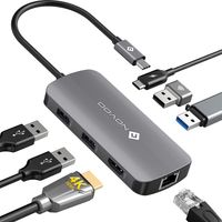 NOVOO USB C Hub Gigabit Ethernet USB C Adapter 7 in 1 MacBook Pro Air Adapter,4K HDMI,4xUSB,100W PD+Daten Hub USB C,Kompatibel für MacBook,Surface Pro/Go,Pad Pro/Air,Laptop und mehr Typ C Geräten