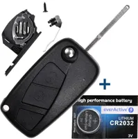 Auto Klapp Schlüssel Funk Fernbedienung 1x Gehäuse 3 Tasten + 1x Rohling HU100 + 1x CR2032 Batterie kompatibel mit FIAT Citroen Peugeot Iveco Lancia