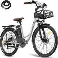 Elektrofahrrad Pannensichere Reifen 26 Zoll bis zu 160 - 200 km Wasserdicht IP54 E-Bike mit 7 Gang, Grau