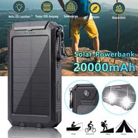 20000mAh Solar-Ladegerät für Handy iphone, tragbare Solar-Power-Bank mit Dual 5V USB Ports, 2 Led Taschenlampe, Kompass Akku-Pack für Outdoor Camping