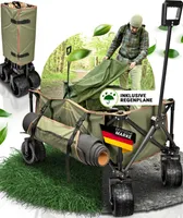Outdoor Bollerwagen faltbar, 17x10 cm breite Reifen XXL-Tasche, 120 KG, 120 L Faltbarer Handwagen Offroad, Camping Transport Strand Leiterwagen