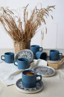 Hermia Concept, X00017443, Teetassen-Set (12-teilig), Blau, 100 % KERAMIK-STEINZEUG, 8 x 8 cm