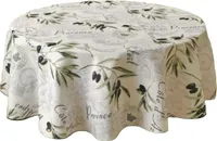 Schmutzabweisende Tischdecke rund Ø160 cm weiß PROVENCE OLIVEN pflegeleicht bügelfrei für Haus & Garten