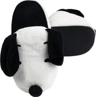 The Peanuts Snoopy 3D Hausschuhe mit Wackelohren für Damen und Herren - Uni Puschen Schlappen Slipper Pantoffeln Weiß Schwarz, Größe:38-40