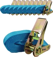 10x Profi Ratschen Spanngurt Spanngurte Zurrgurt 1-tlg 4m 0,8t 0,8to 800kg BLAU