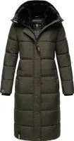 Marikoo Damen Winterjacke Parka Stepp Mantel Kunstfell gefüttert Kapuze RELIZIAA  Dark Olive Gr. 40 - L