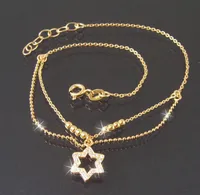 Fußkette Fuß Kette 925 Silber Gold 24-27cm Stern Zirkonia 22716G-27