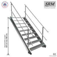9 Stufen Stahltreppe beidseitig. Geländer Breite 80cm Geschosshöhe 135-180cm