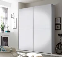Schwebetürenschrank PULS Kleiderschrank Schrank Schlafzimmer 170cm Weiß Schachbrett