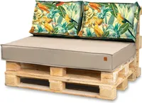 Palettenkissen 120 x 80 Set für Palettenmöbel Wasserdicht Europaletten Sitzkissen  EU Palettensofa komplett besteht aus 3 Teilen in Farbe: beige, Papageienmuster