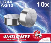 10 x Wilhelm AG 13 /147/LR44/SR44W/357/LR1154/V13GA Qualitätsbatterien 1,5 V Alkaline